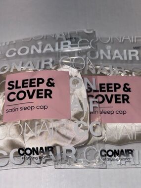 Conair Sleep & Cover Satin Sleep Cap - Champagne 2 pack